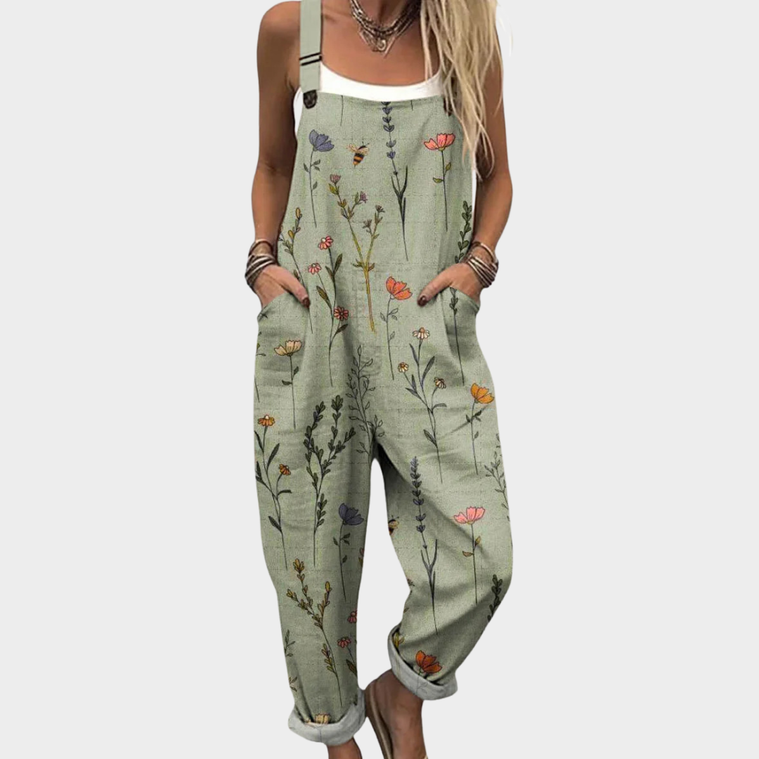Green Rosalía printed dungarees