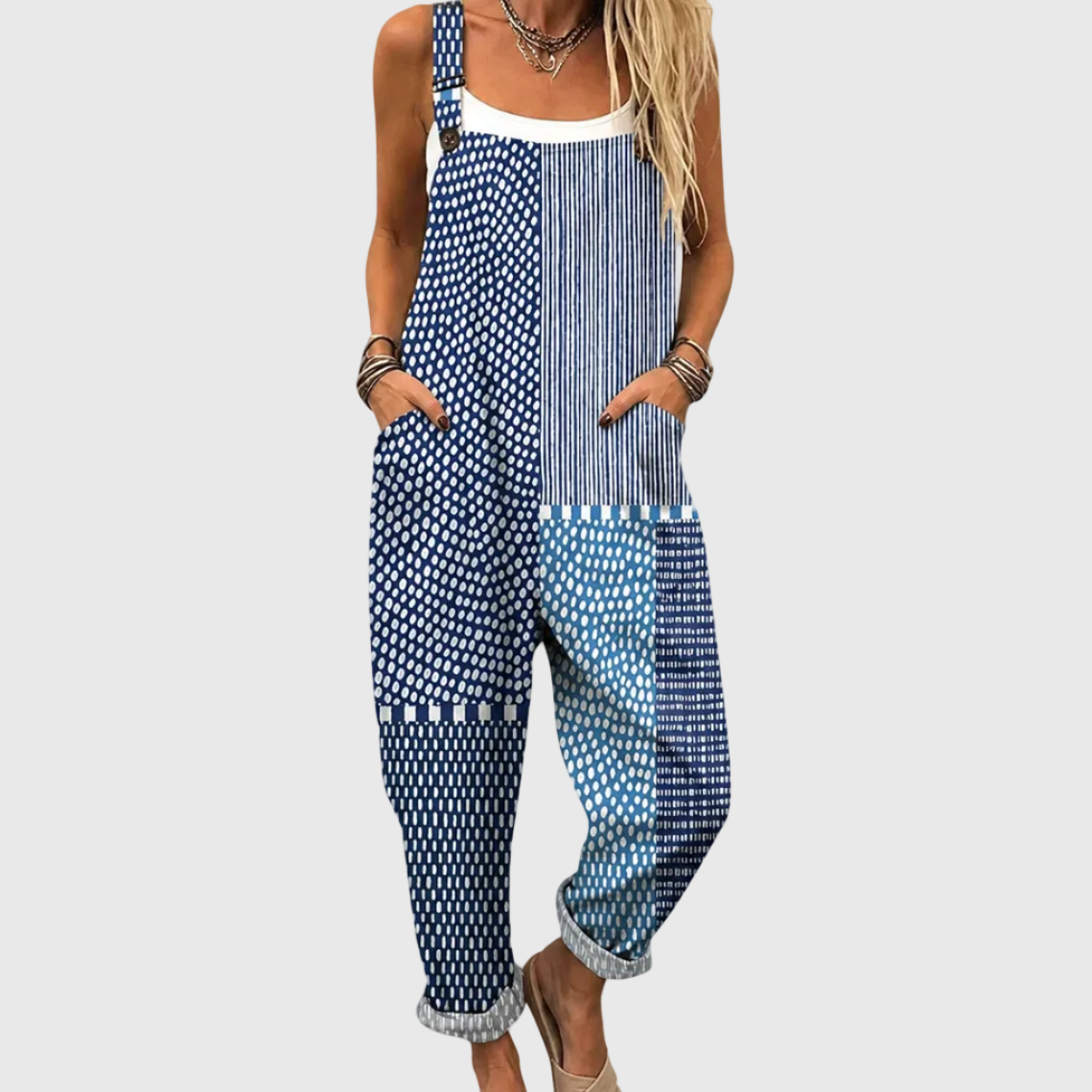 Manuela blue printed dungarees