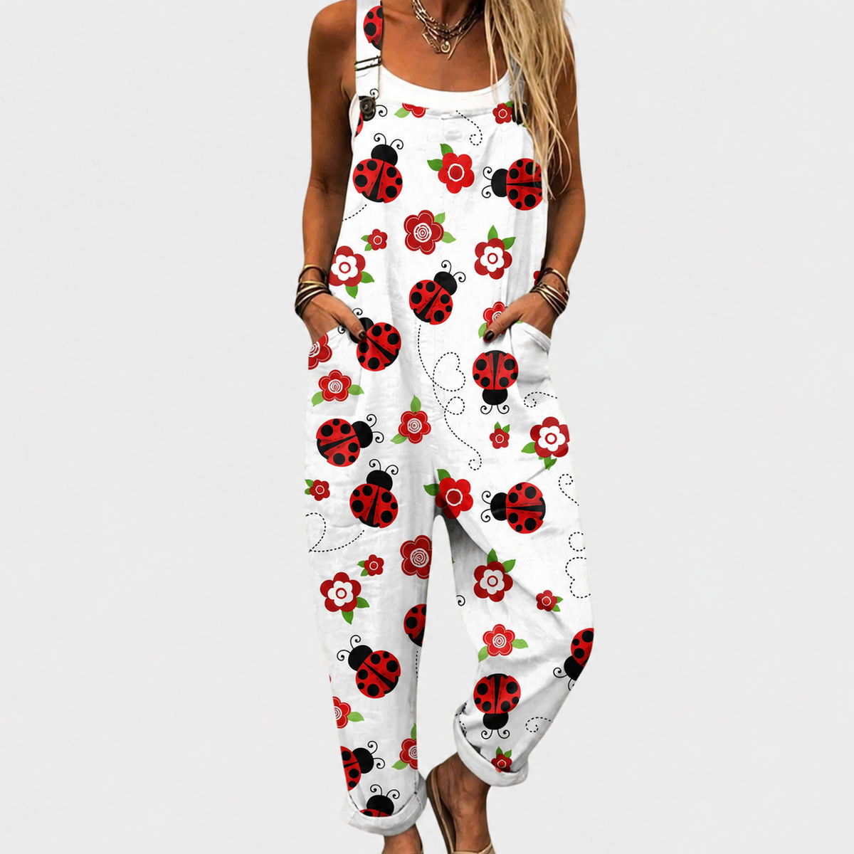 Ursula white printed overalls