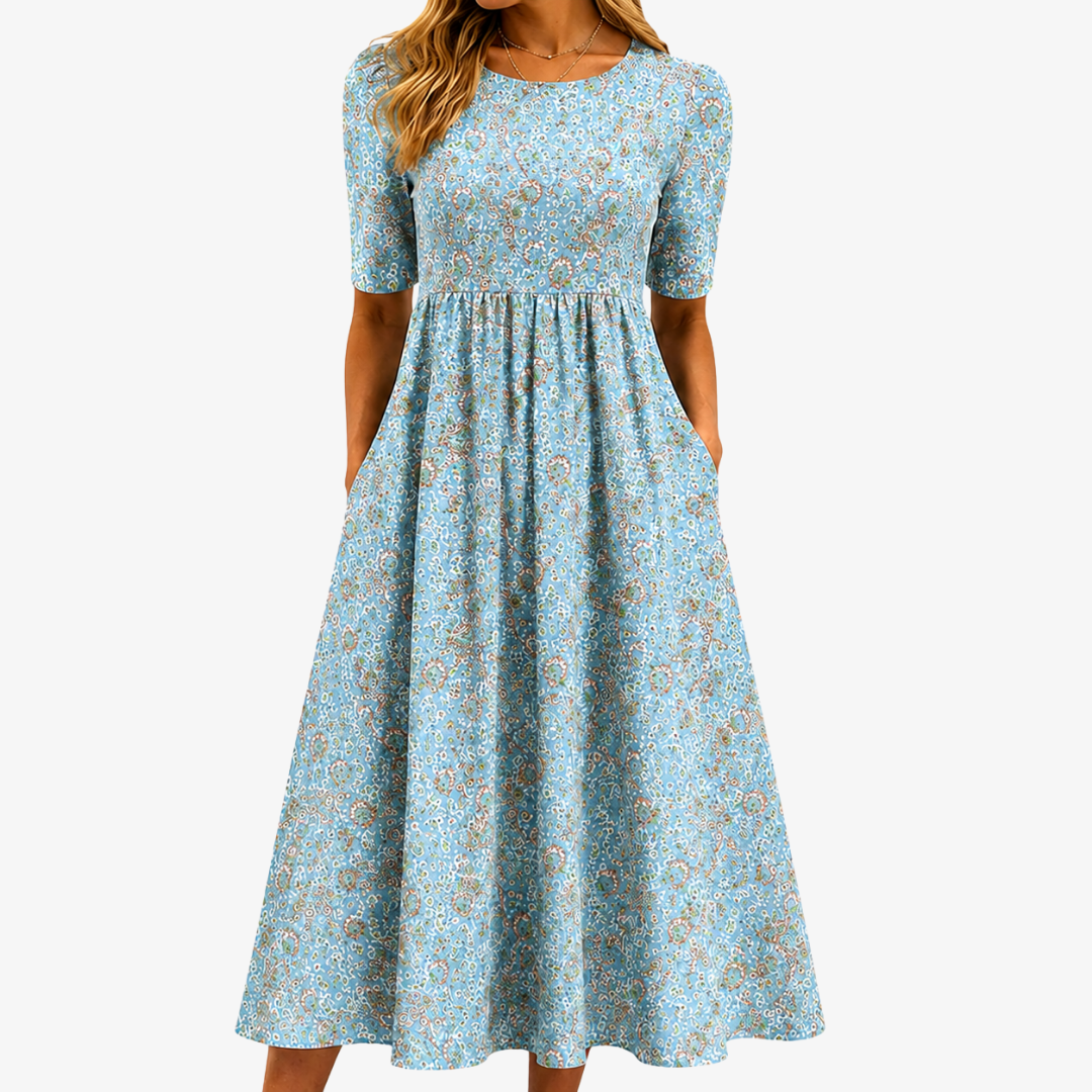Coastal Mosaic Maxi Dress with Pockets
