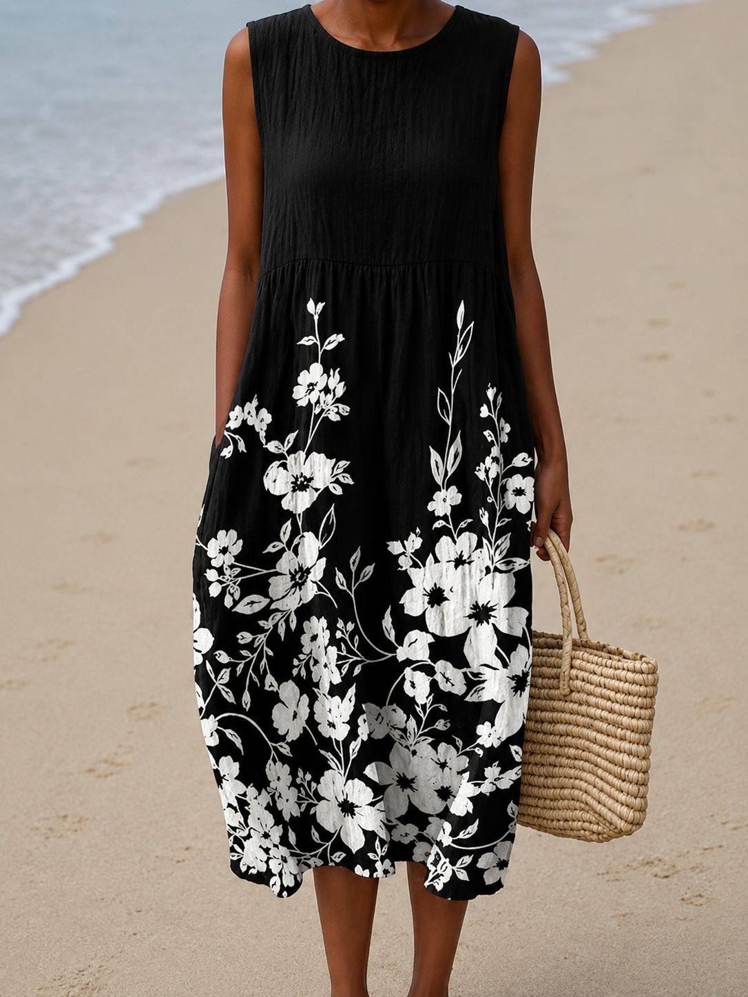 Chloe | Printed Sleeveless Midi Dress