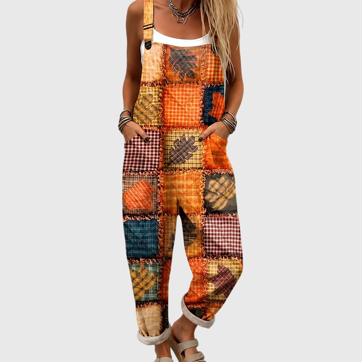 Rustic patchwork Leonor dungarees