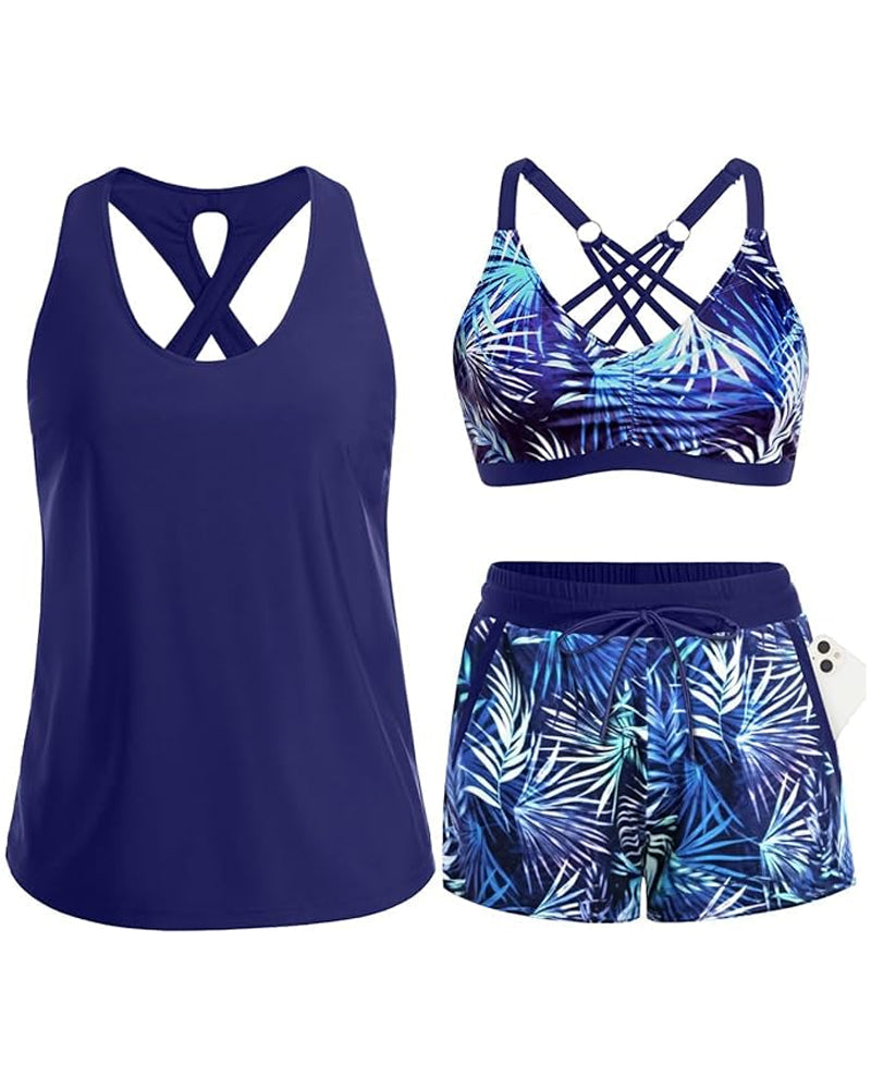 Maren | Three-Piece Tankini, Bikini, and Sarong Set