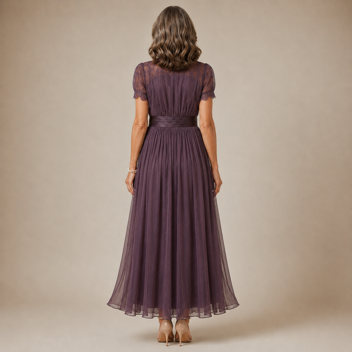 FLAVIA | Violet Lace Maxi Dress, Elegant Silhouette for Special Occasions