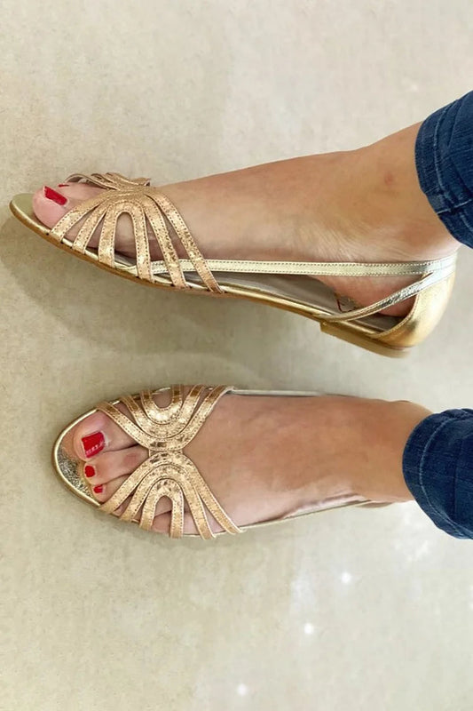 Genara - Open Toe Sandals with Metallic Sheen