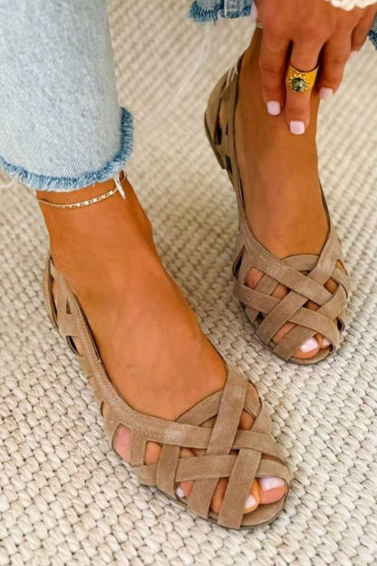 Women's Flat Open-Toe Crisscross Strappy Braided Casual Sandals