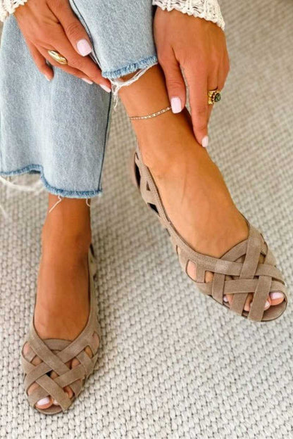 Women's Flat Open-Toe Crisscross Strappy Braided Casual Sandals