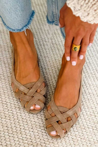 Women's Flat Open-Toe Crisscross Strappy Braided Casual Sandals