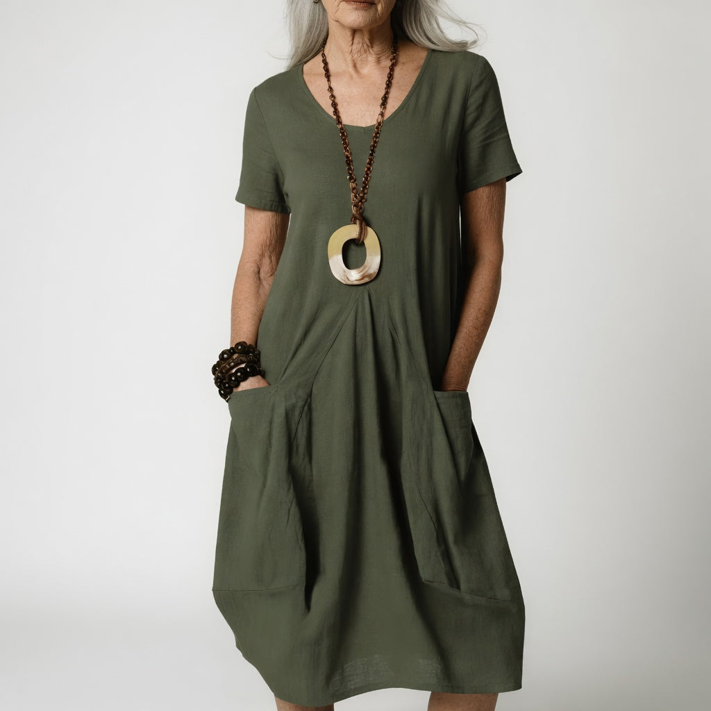 Céline™ — Flowy dress, tummy-flattering elegance
