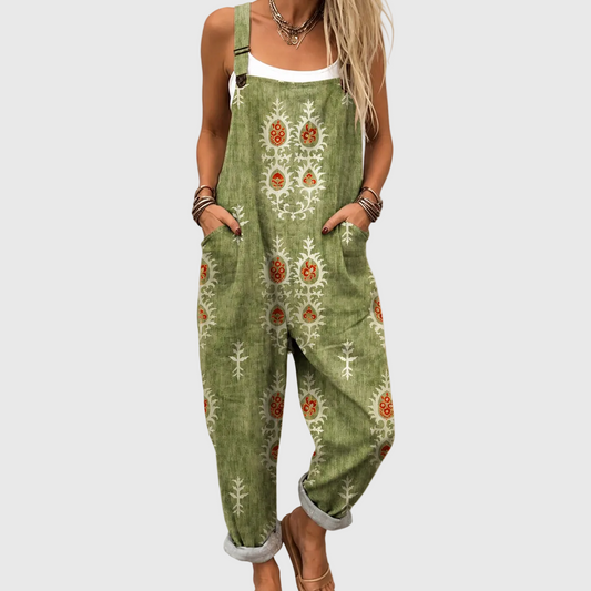 Folk-inspired olive green Pinafore Vest