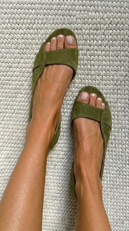 Casual Open Toe Flat Suede Slingback Sandals