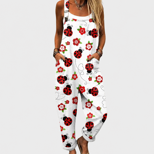 Ursula white printed overalls