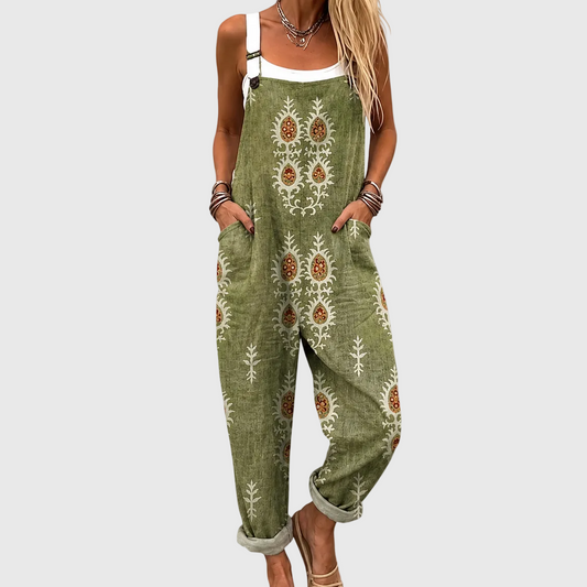 Bohemian olive green Zoraida dungarees