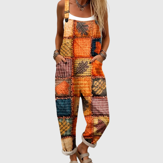 Rustic patchwork Leonor dungarees