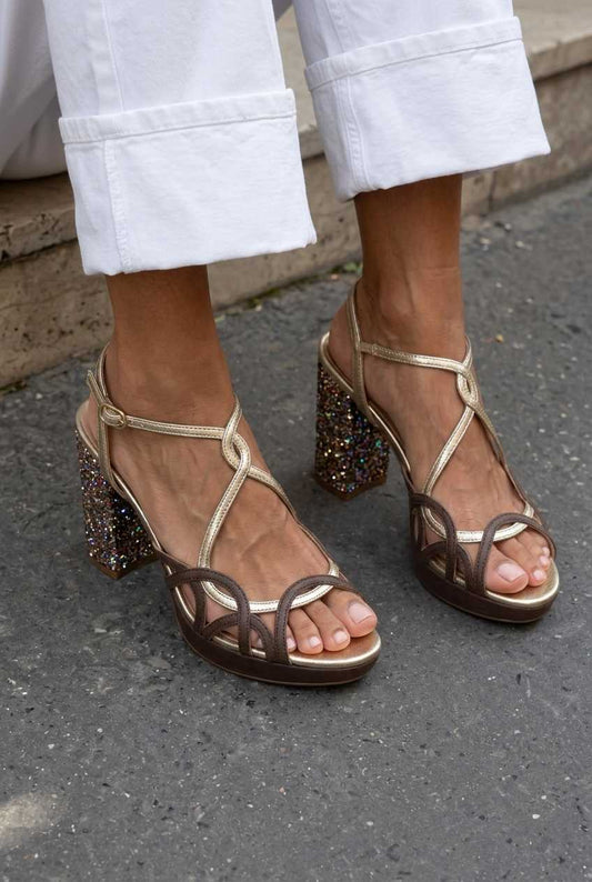 Cut-Out Slingback Platform Open Toe T-Strap Sandals