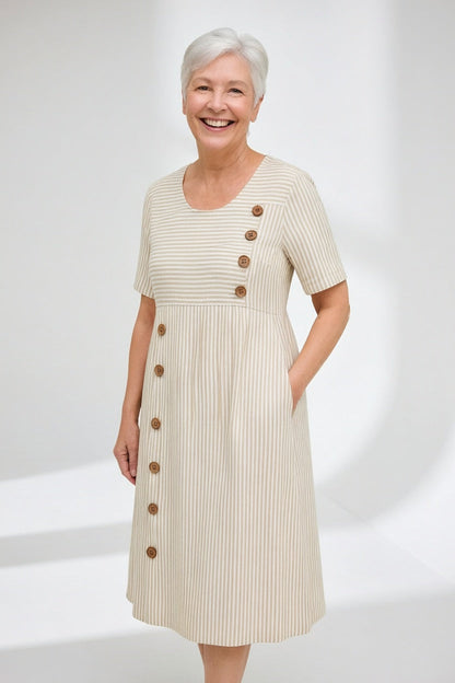 Linéora™ — Flowy Striped Dress with Summer Charm