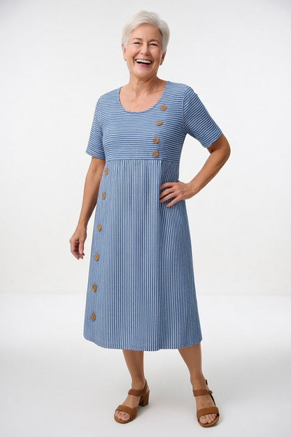 Linéora™ — Flowy Striped Dress with Summer Charm