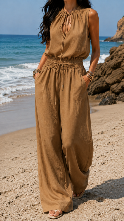 Boho Jumpsuit White Sand
