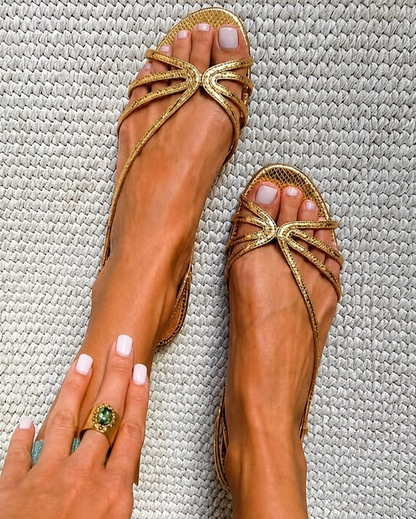 Deila - Sandalias de Tiras Metalizadas para Verano