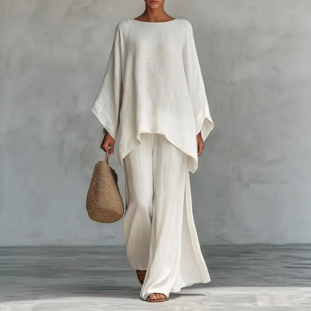 Cristina | Two-Piece Long-Sleeve Top and Wide-Leg Pants Set