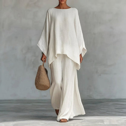 Cristina | Two-Piece Long-Sleeve Top and Wide-Leg Pants Set