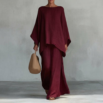 Cristina | Two-Piece Long-Sleeve Top and Wide-Leg Pants Set