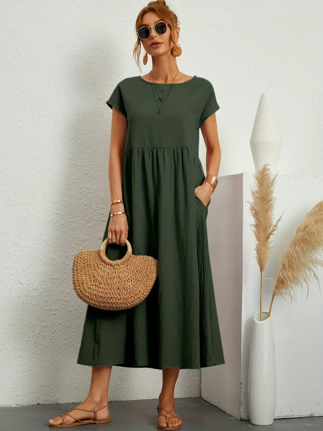 Gabrielle™ — Flowy Midi Dress, Timeless Elegance