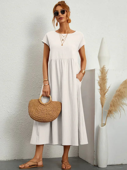 Gabrielle™ — Flowy Midi Dress, Timeless Elegance