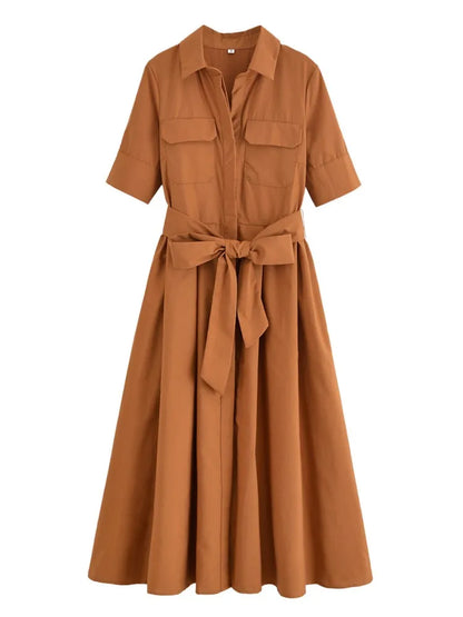 Margot | Short Sleeve Shirt Dress with Pockets