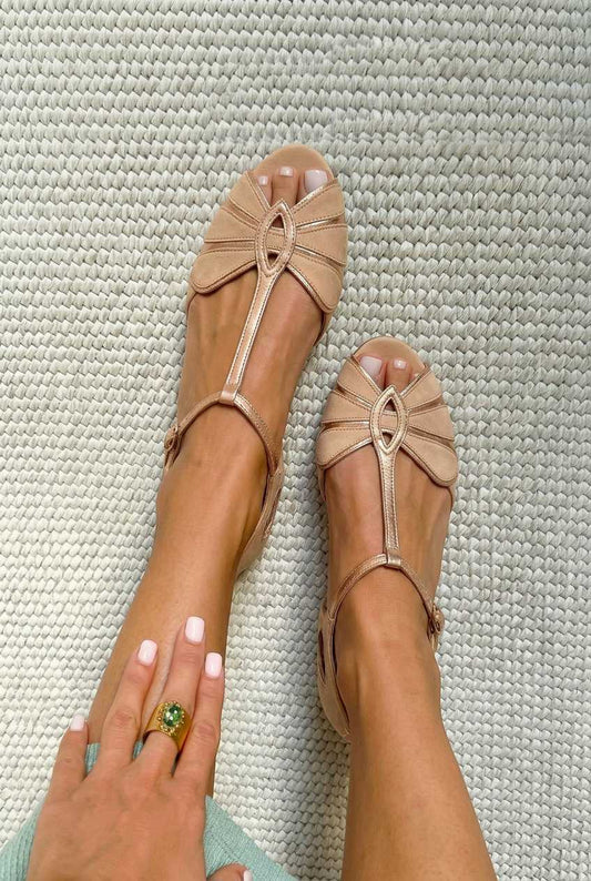 Retro T-Strap Peep Toe Sandals