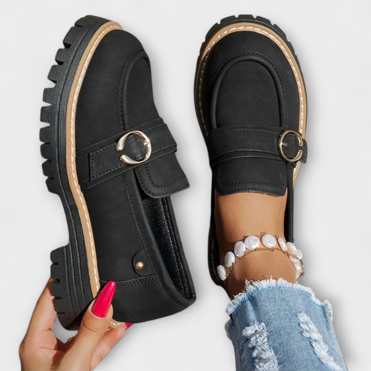 Lora™ | Mocasines Casual de Punta Redonda
