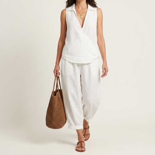 Vera | Wrap Top and Wide-Leg Pants Set
