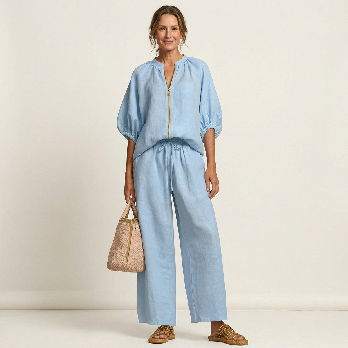 Aurora | Front-Zip Puff-Sleeve Set