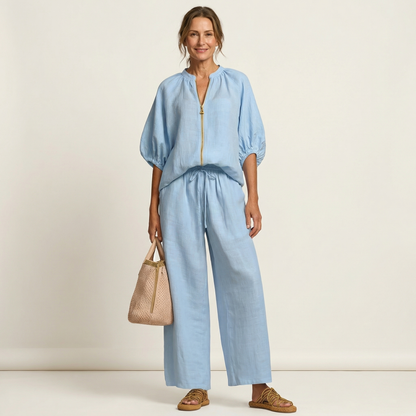 Aurora | Front-Zip Puff-Sleeve Set