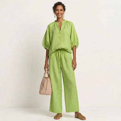 Aurora | Front-Zip Puff-Sleeve Set