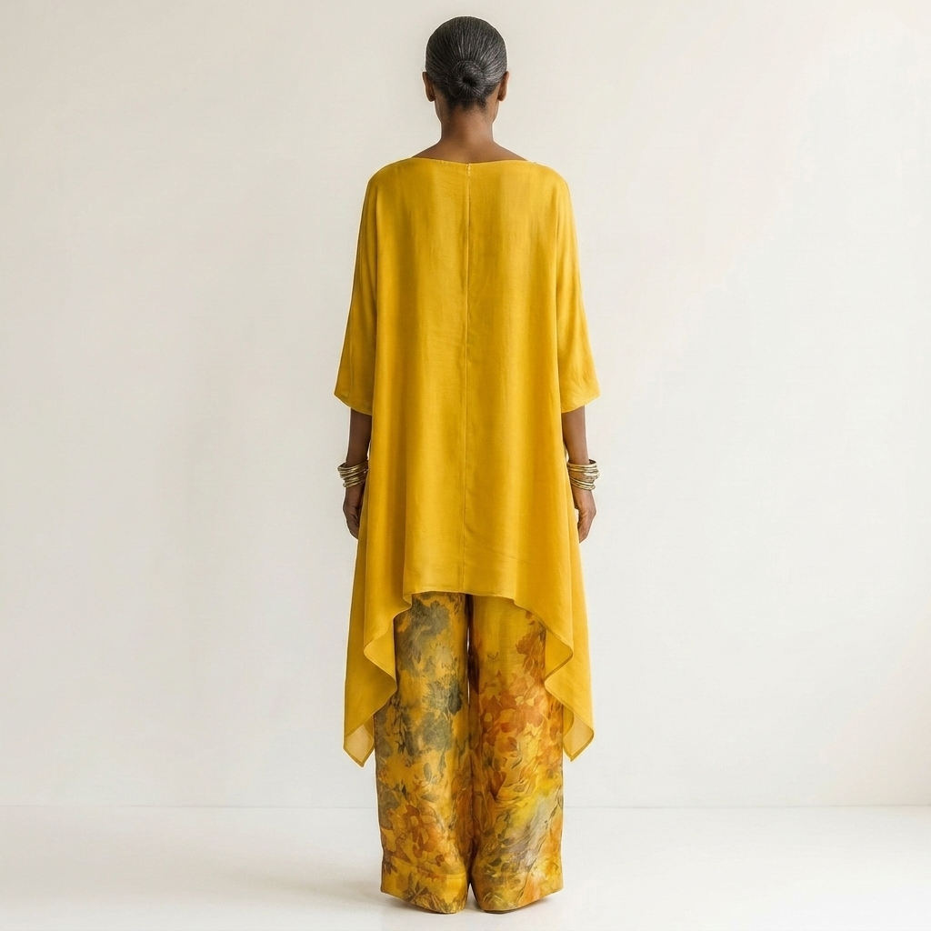 Elvira | Two-Piece Cotton and Silk Set with Asymmetric Tunic