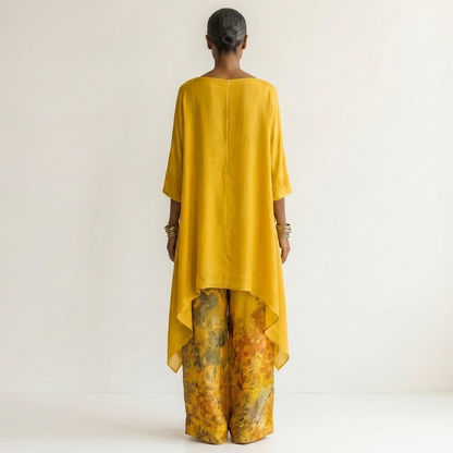 Elvira | Two-Piece Cotton and Silk Set with Asymmetric Tunic