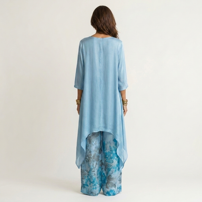 Elvira | Two-Piece Cotton and Silk Set with Asymmetric Tunic